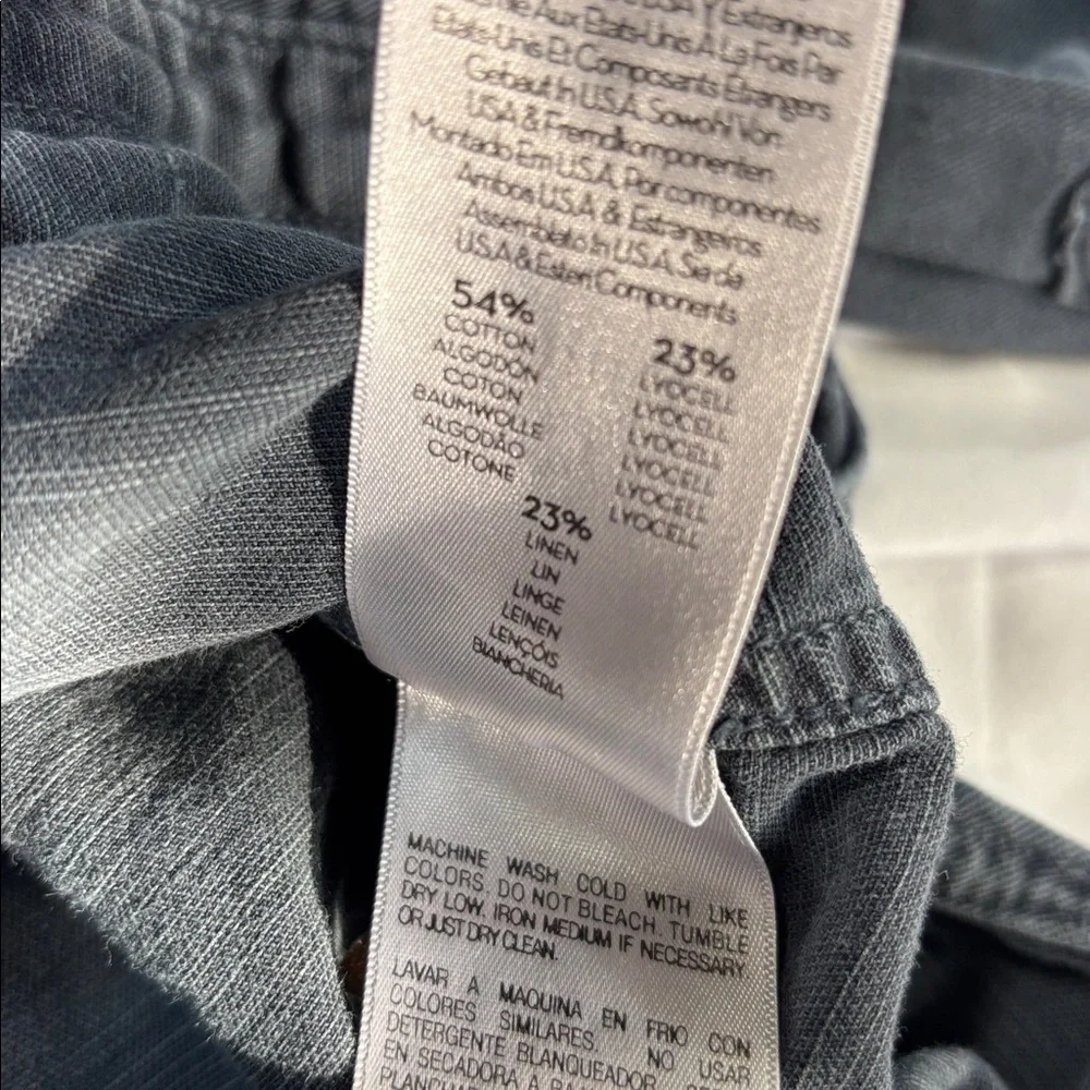 MOTHER Gray collard button down linnen blend long sleeve pocket shirt S - Picture 12 of 13